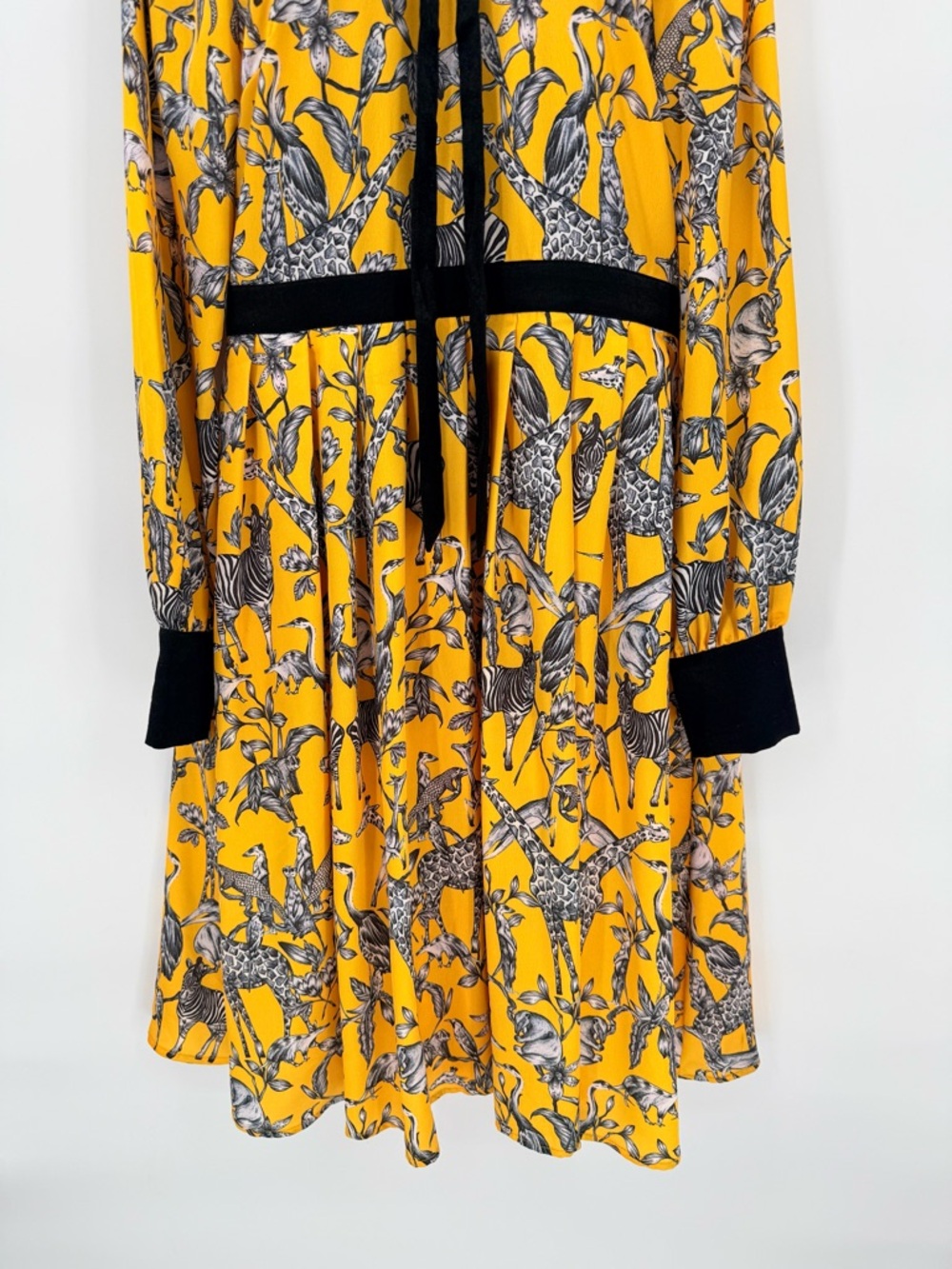 Retro Yellow Animal Safari Midi Dress Beaded Medium WhimsiGoth Academia THE MOON - Picture 5 of 16